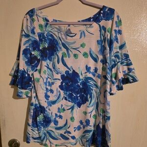 Lilly Pulitzer Blue Relaxed Ruffled Blouse